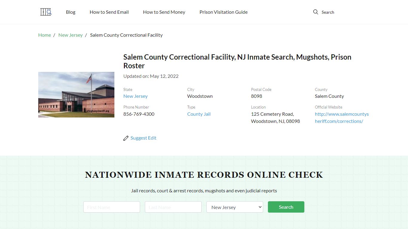 Salem County Correctional Facility, NJ Inmate Search ...